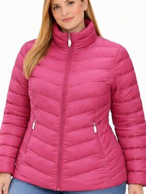 NWT - 0X Plus Size jacket. MONROE & MAIN pink light weight puffer coat. Cozy